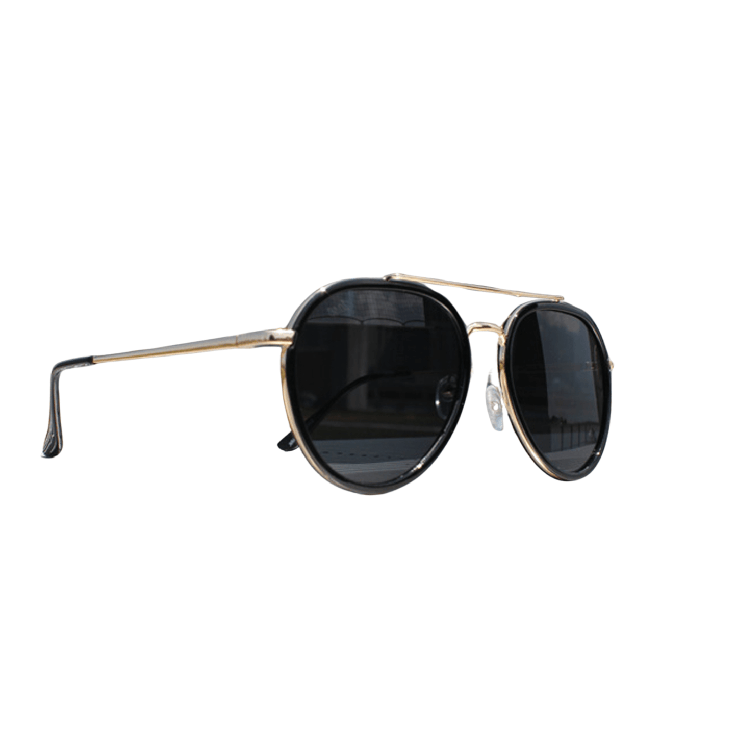 Classic Stark Aviator Smoky Black Sunglasses by JNY with metal alloy frame, metal trim, and smoky black UV400 lenses.