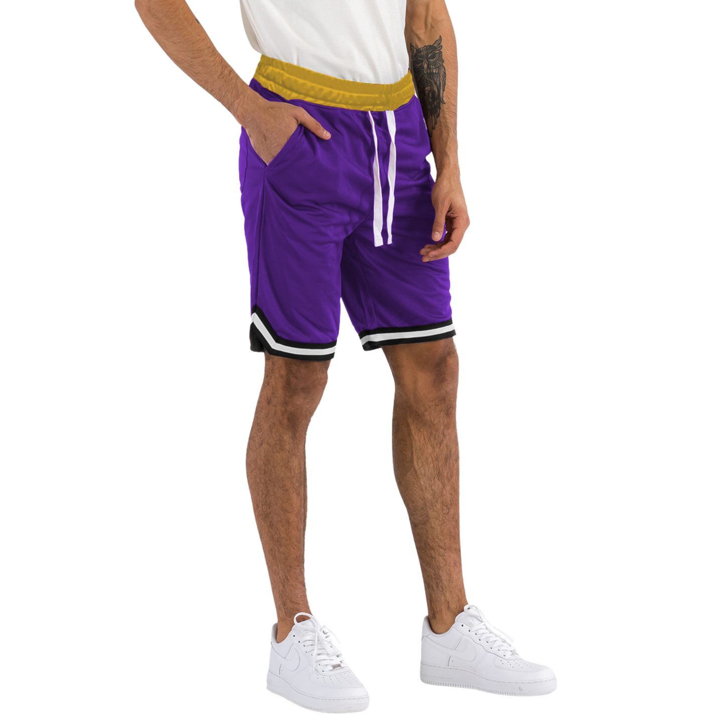 Men's Active Basketball Sports Shorts Purple and Gold - Ash and Chrome Clothing Co LLC