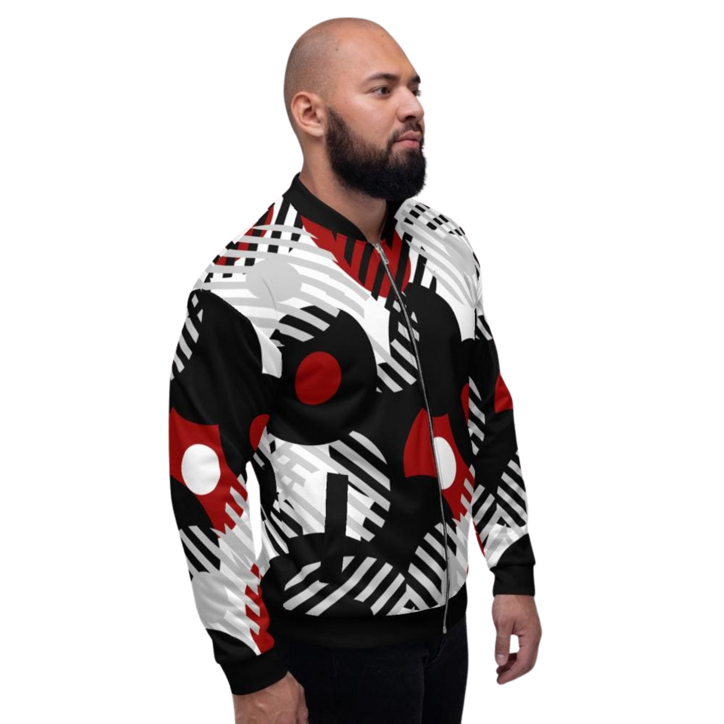 Men's Retro Red Moon Lightweight Bomber Jacket - Ash and Chrome Clothing Co LLC