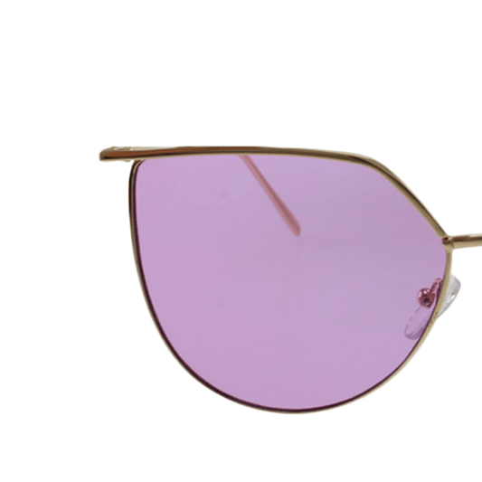 Classic Alton Aviator Sunglasses by JNY with gold metal frame and bold purple UV400 lenses.