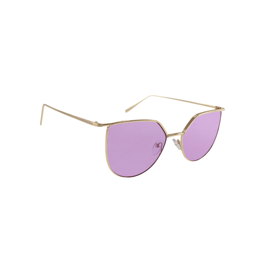 Classic Alton Aviator Sunglasses by JNY with gold metal frame and bold purple UV400 lenses.
