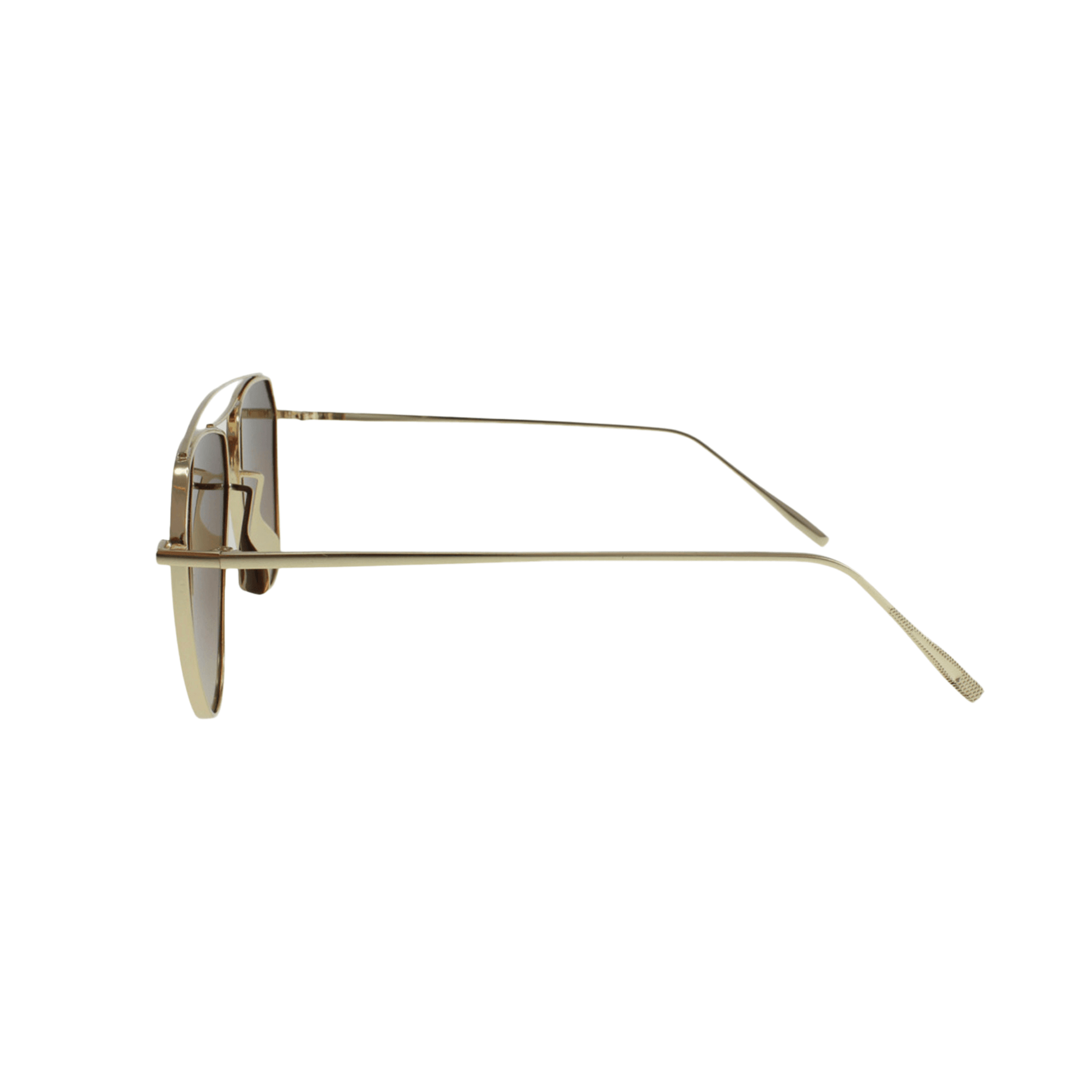 Classic Jonas Gold Aviators by JNY with lightweight metal alloy frame and brown UV400 lenses.