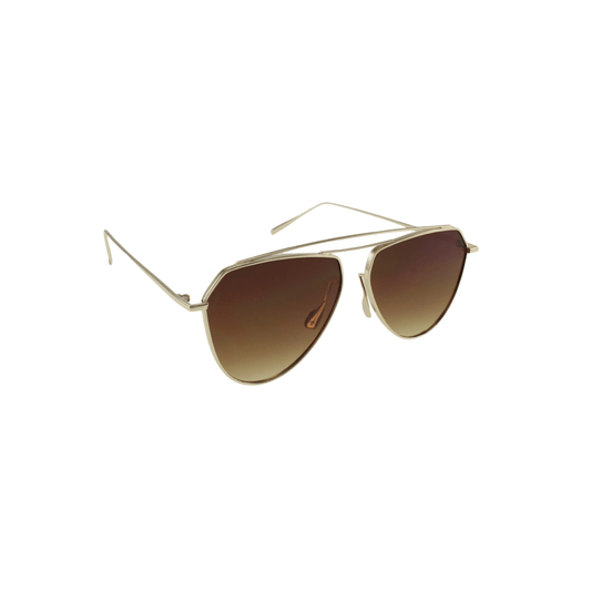 Classic Jonas Gold Aviators by JNY with lightweight metal alloy frame and brown UV400 lenses.