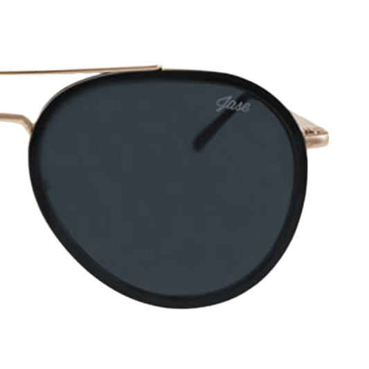 Classic Stark Aviator Smoky Black Sunglasses by JNY with metal alloy frame, metal trim, and smoky black UV400 lenses.