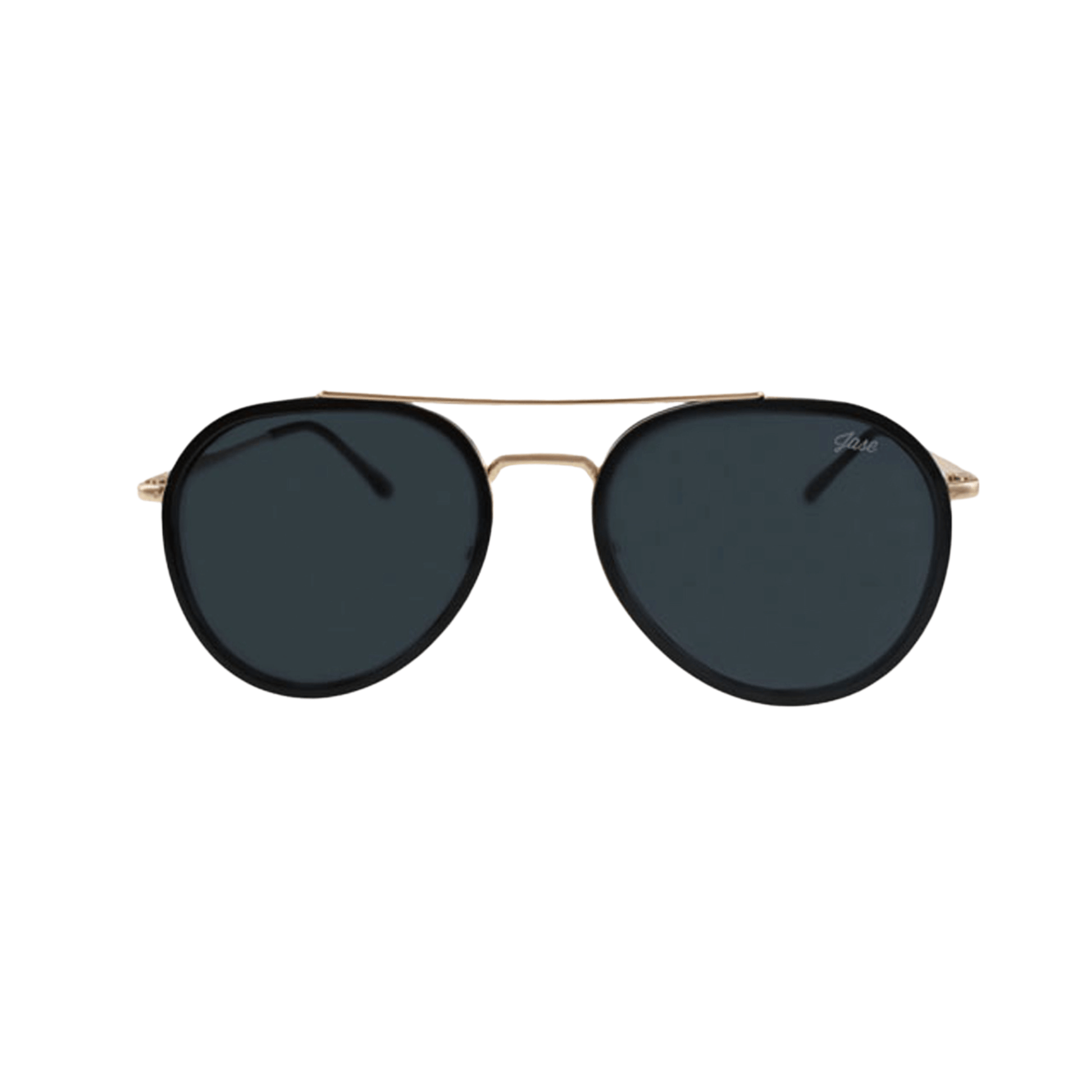 Classic Stark Aviator Smoky Black Sunglasses by JNY with metal alloy frame, metal trim, and smoky black UV400 lenses.
