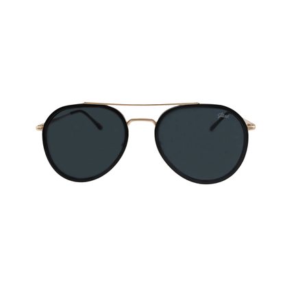 Classic Stark Aviator Smoky Black Sunglasses by JNY with metal alloy frame, metal trim, and smoky black UV400 lenses.