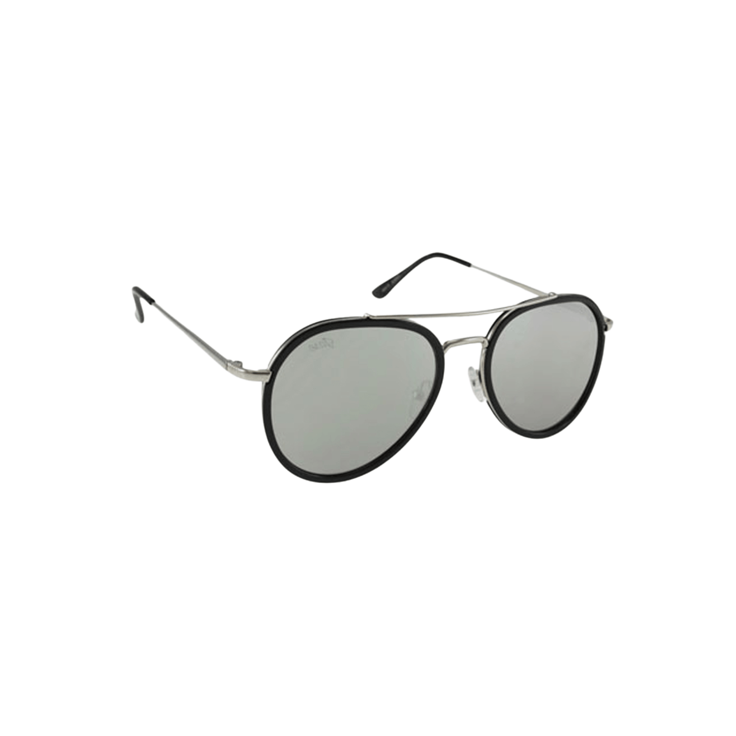 Classic Stark Silver with Smoky Lens Sunglasses by JNY with reflective silver mirror lenses, metal alloy frame, and metal trim above the bridge.