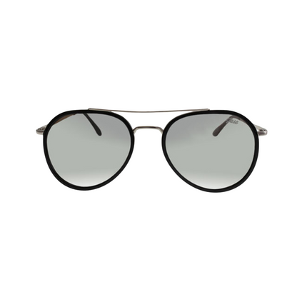 Classic Stark Silver with Smoky Lens Sunglasses by JNY with reflective silver mirror lenses, metal alloy frame, and metal trim above the bridge.