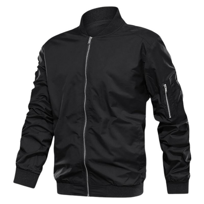 Men's AC Luxe Lightweight Bomber Jacket with Zipper Pocket Sleeve - Ash and Chrome Clothing Co LLC