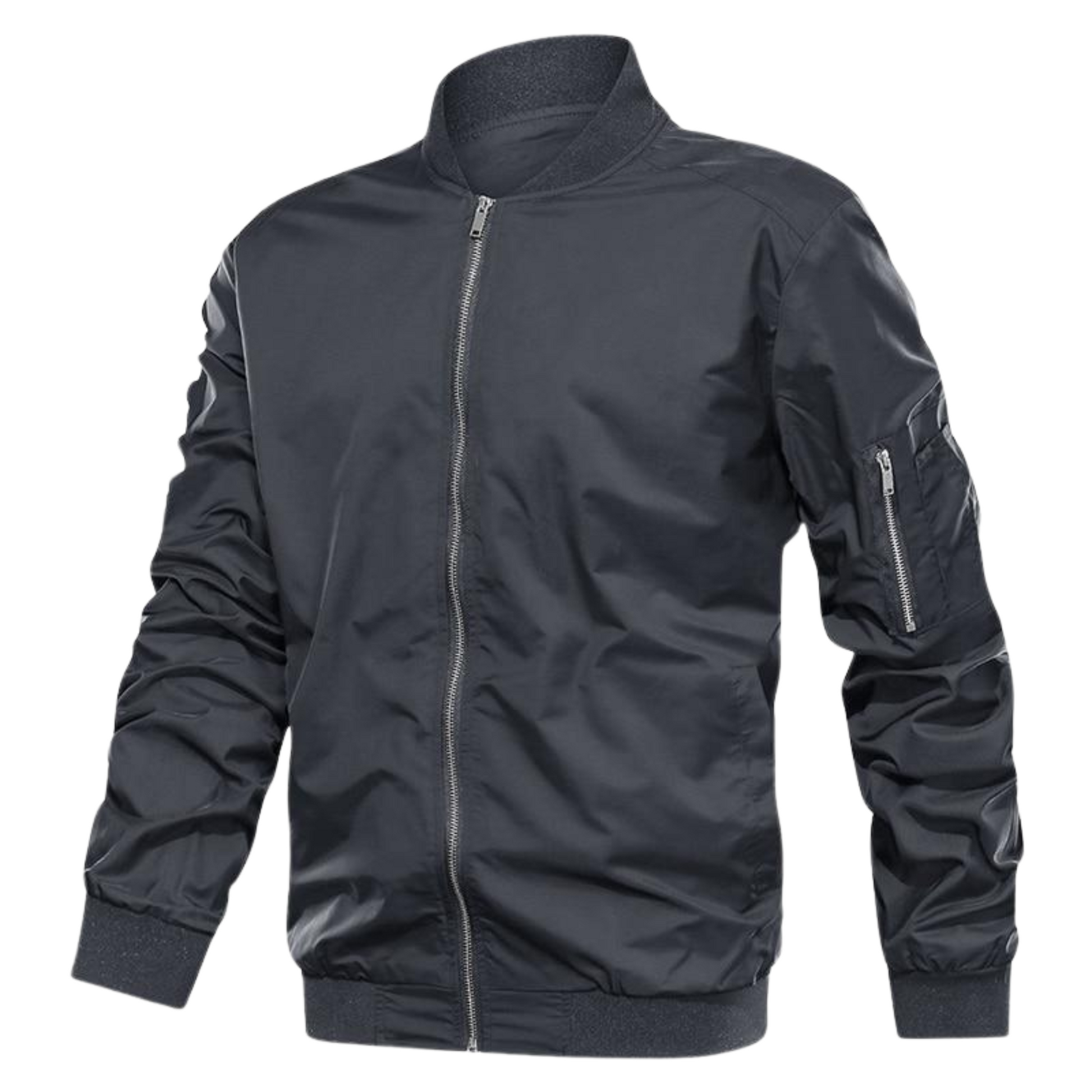 Men's AC Luxe Lightweight Bomber Jacket with Zipper Pocket Sleeve - Ash and Chrome Clothing Co LLC