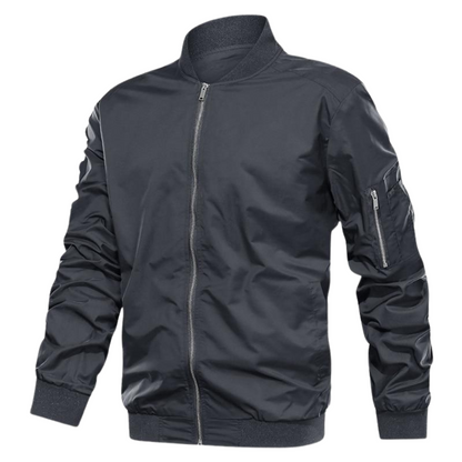 Men's AC Luxe Lightweight Bomber Jacket with Zipper Pocket Sleeve - Ash and Chrome Clothing Co LLC