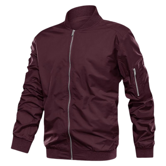 Men's AC Luxe Lightweight Bomber Jacket with Zipper Pocket Sleeve - Ash and Chrome Clothing Co LLC
