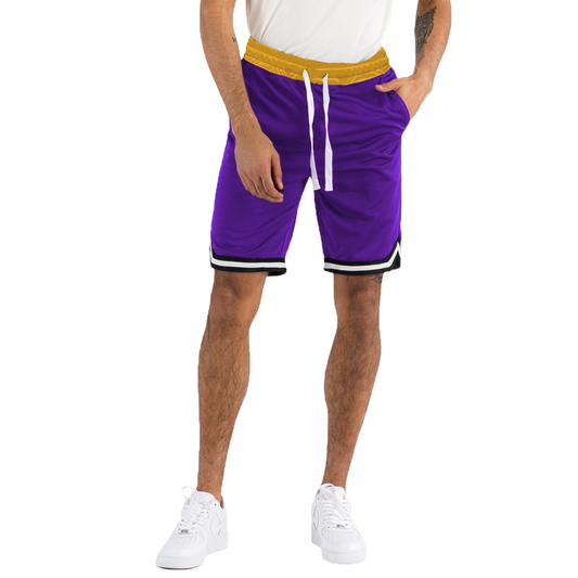 Men's Active Basketball Sports Shorts Purple and Gold - Ash and Chrome Clothing Co LLC