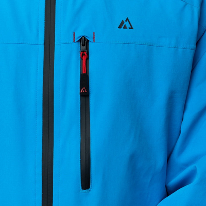 Men's Apricoat Adventurer 2.0 Weatherproof Rain Jacket in sky blue, featuring 16 integrated pockets, built-in gloves, and made from recycled materials.