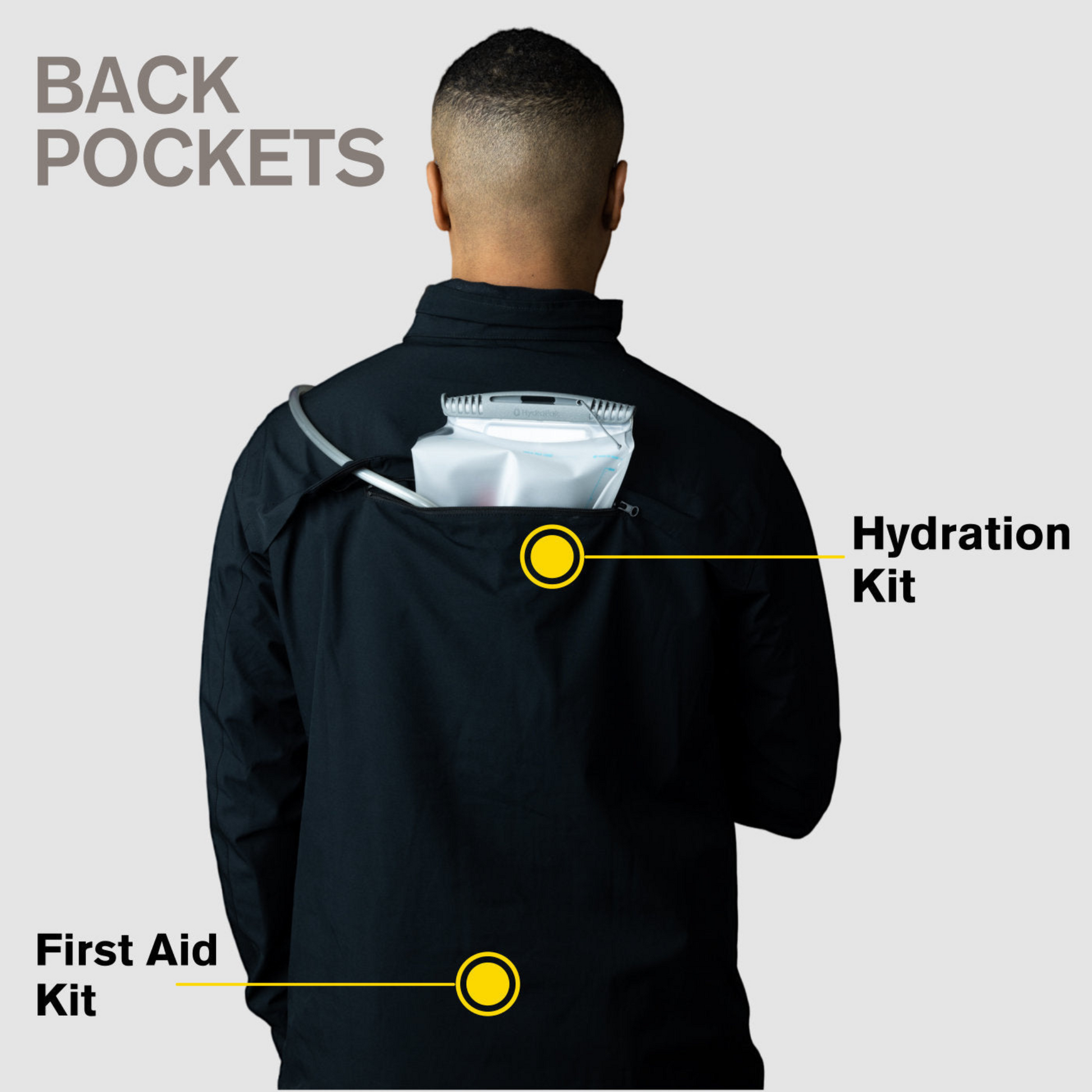 Men's Apricoat Adventurer 2.0 Weatherproof Rain Jacket in Black, featuring 16 integrated pockets, waterproof and windproof design, and built-in gloves for outdoor adventurers.