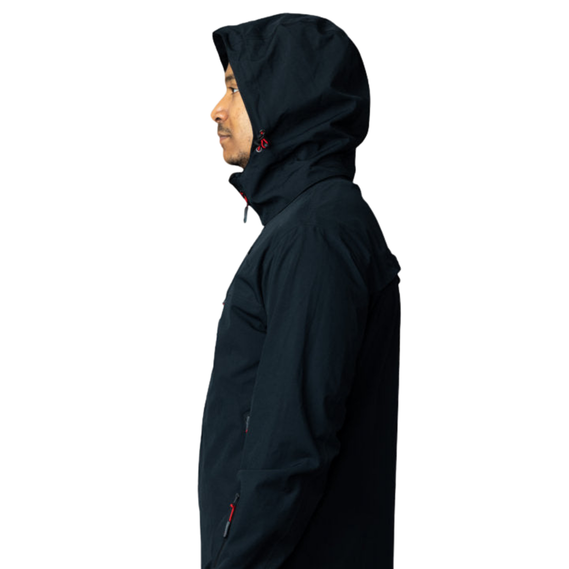 Men's Apricoat Adventurer 2.0 Weatherproof Rain Jacket in Black, featuring 16 integrated pockets, waterproof and windproof design, and built-in gloves for outdoor adventurers.