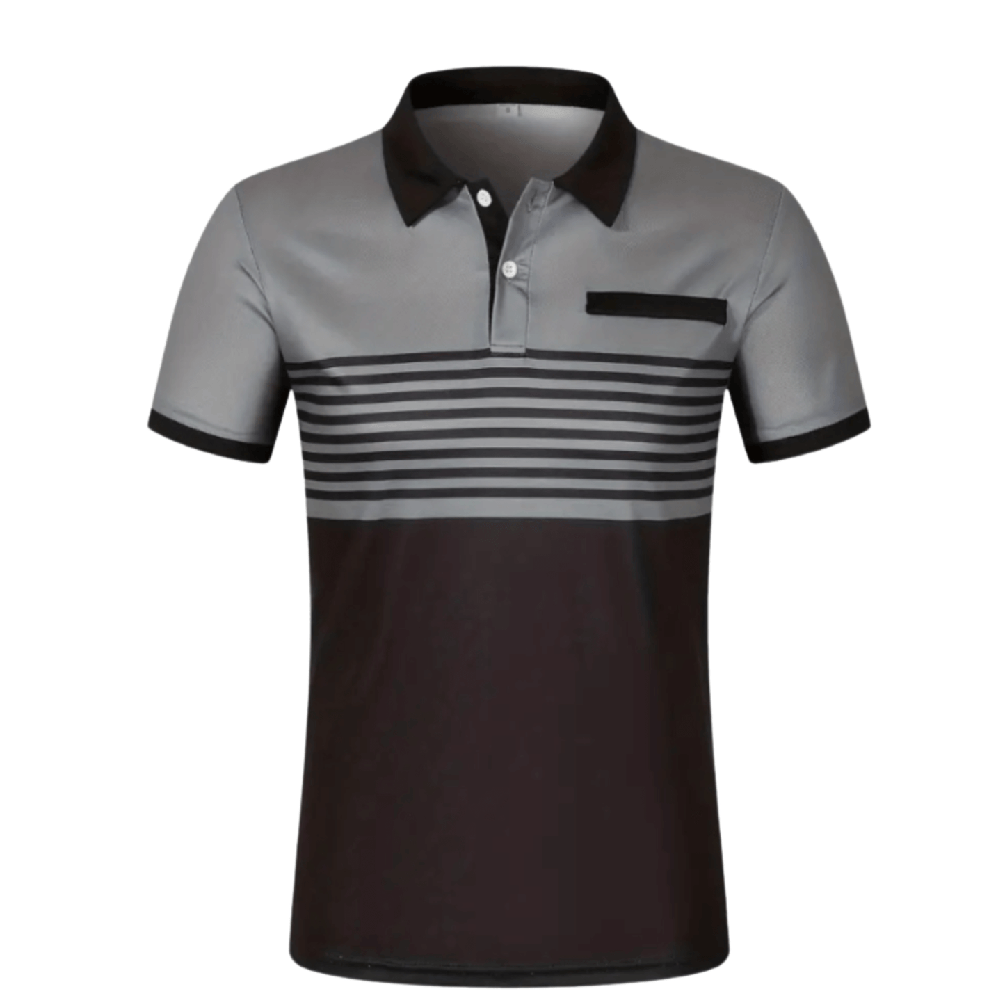 Men's Athlete Professional Golf Striped Slim-Fit Polo Shirt with black collar and horizontal stripes, available in five colors: White, Gray, Red, Khaki, and Army Green.