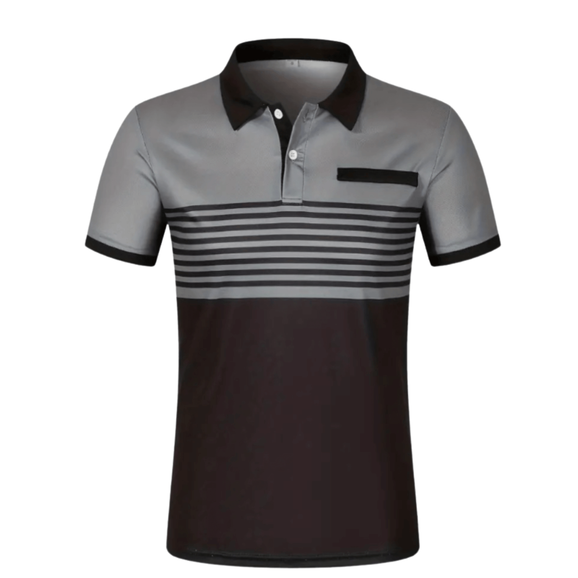 Men's Athlete Professional Golf Striped Slim-Fit Polo Shirt with black collar and horizontal stripes, available in five colors: White, Gray, Red, Khaki, and Army Green.