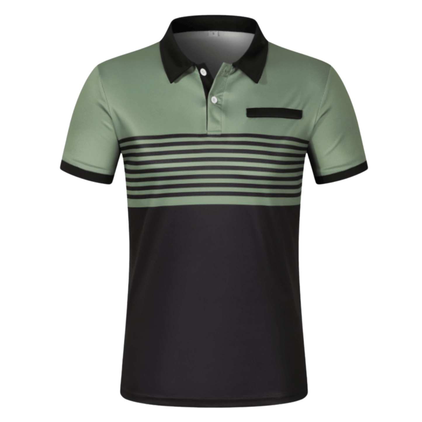 Men's Athlete Professional Golf Striped Slim-Fit Polo Shirt with black collar and horizontal stripes, available in five colors: White, Gray, Red, Khaki, and Army Green.