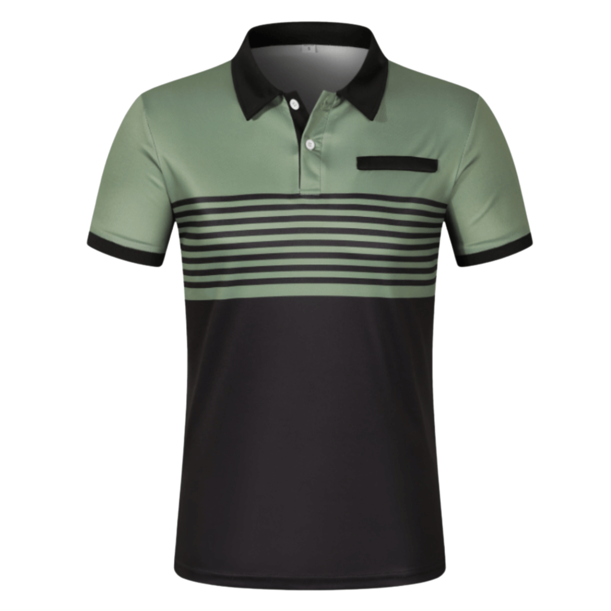 Men's Athlete Professional Golf Striped Slim-Fit Polo Shirt with black collar and horizontal stripes, available in five colors: White, Gray, Red, Khaki, and Army Green.