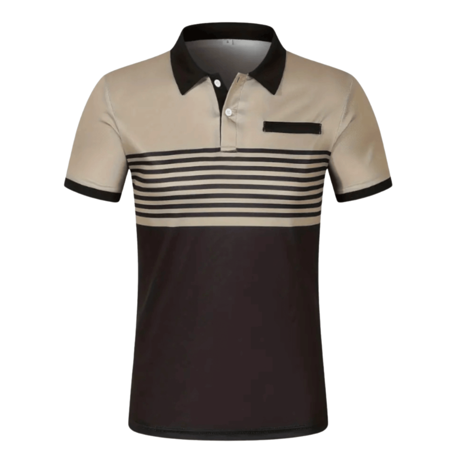 Men's Athlete Professional Golf Striped Slim-Fit Polo Shirt with black collar and horizontal stripes, available in five colors: White, Gray, Red, Khaki, and Army Green.