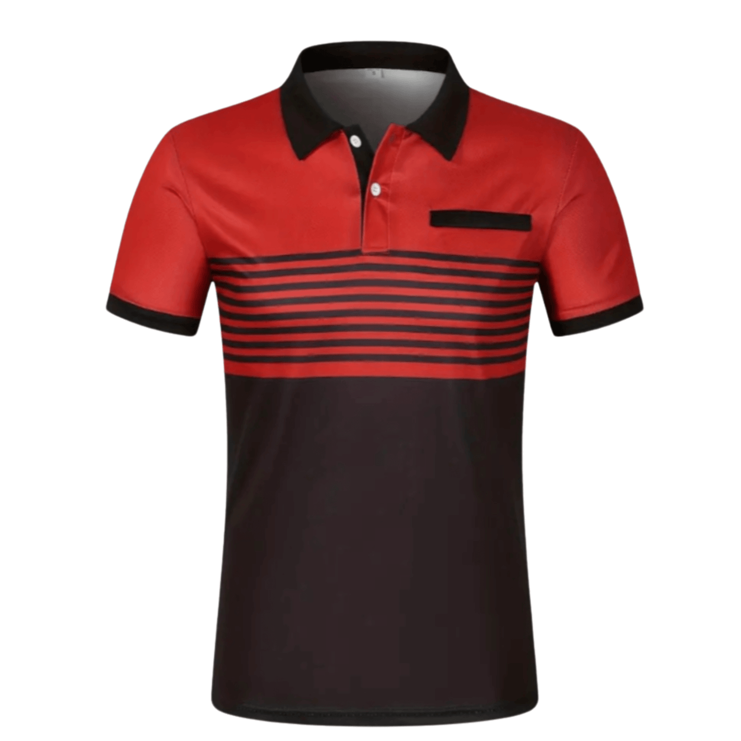 Men's Athlete Professional Golf Striped Slim-Fit Polo Shirt with black collar and horizontal stripes, available in five colors: White, Gray, Red, Khaki, and Army Green.