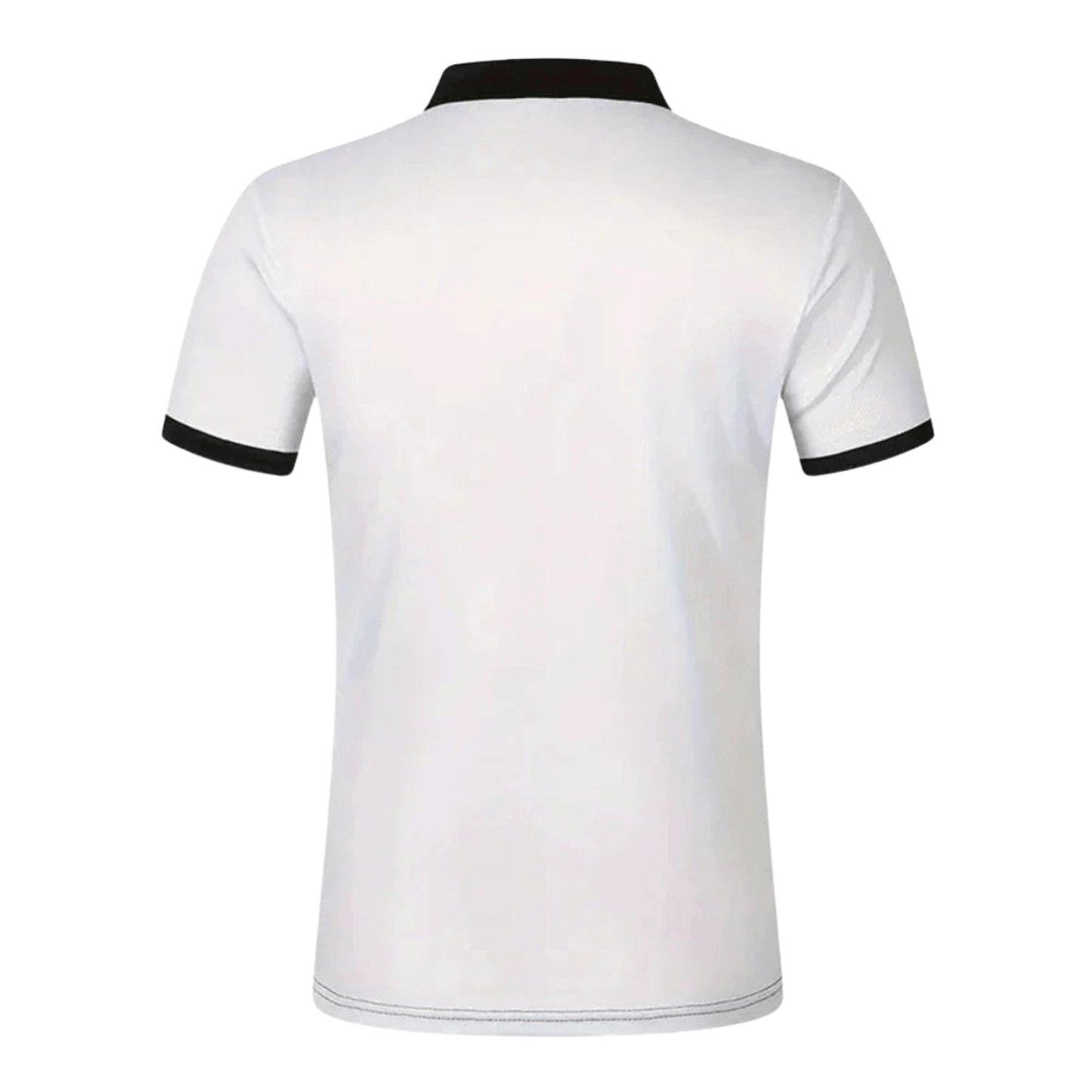 Men's Athlete Professional Golf Striped Slim-Fit Polo Shirt with black collar and horizontal stripes, available in five colors: White, Gray, Red, Khaki, and Army Green.