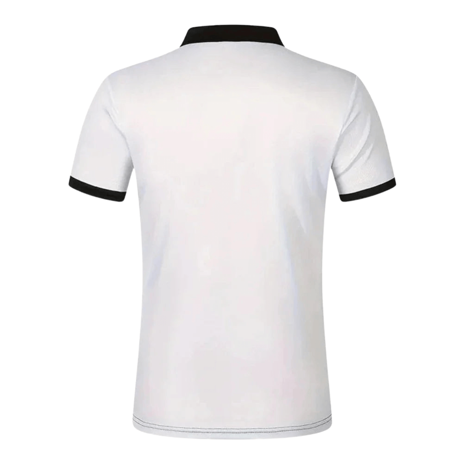 Men's Athlete Professional Golf Striped Slim-Fit Polo Shirt with black collar and horizontal stripes, available in five colors: White, Gray, Red, Khaki, and Army Green.
