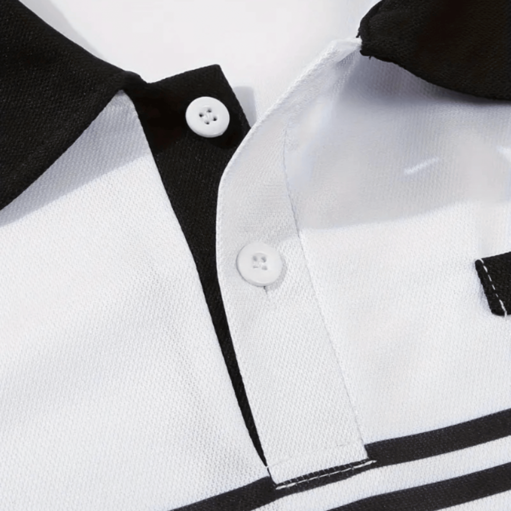 Men's Athlete Professional Golf Striped Slim-Fit Polo Shirt with black collar and horizontal stripes, available in five colors: White, Gray, Red, Khaki, and Army Green.