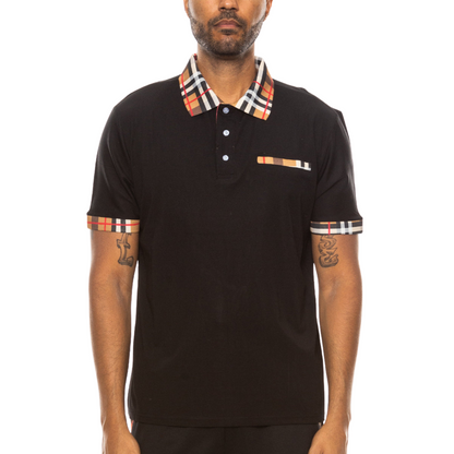Men's Casual Pocket Polo with Checkered accent - Ash and Chrome Clothing Co LLC