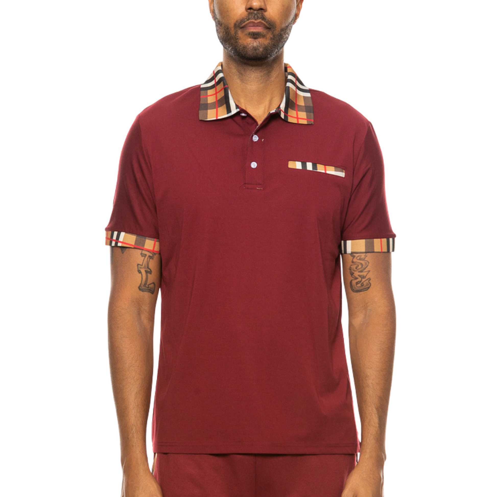 Men's Casual Pocket Polo with Checkered accent - Ash and Chrome Clothing Co LLC