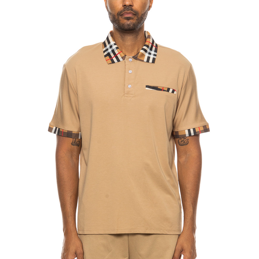 Men's Casual Pocket Polo with Checkered accent - Ash and Chrome Clothing Co LLC