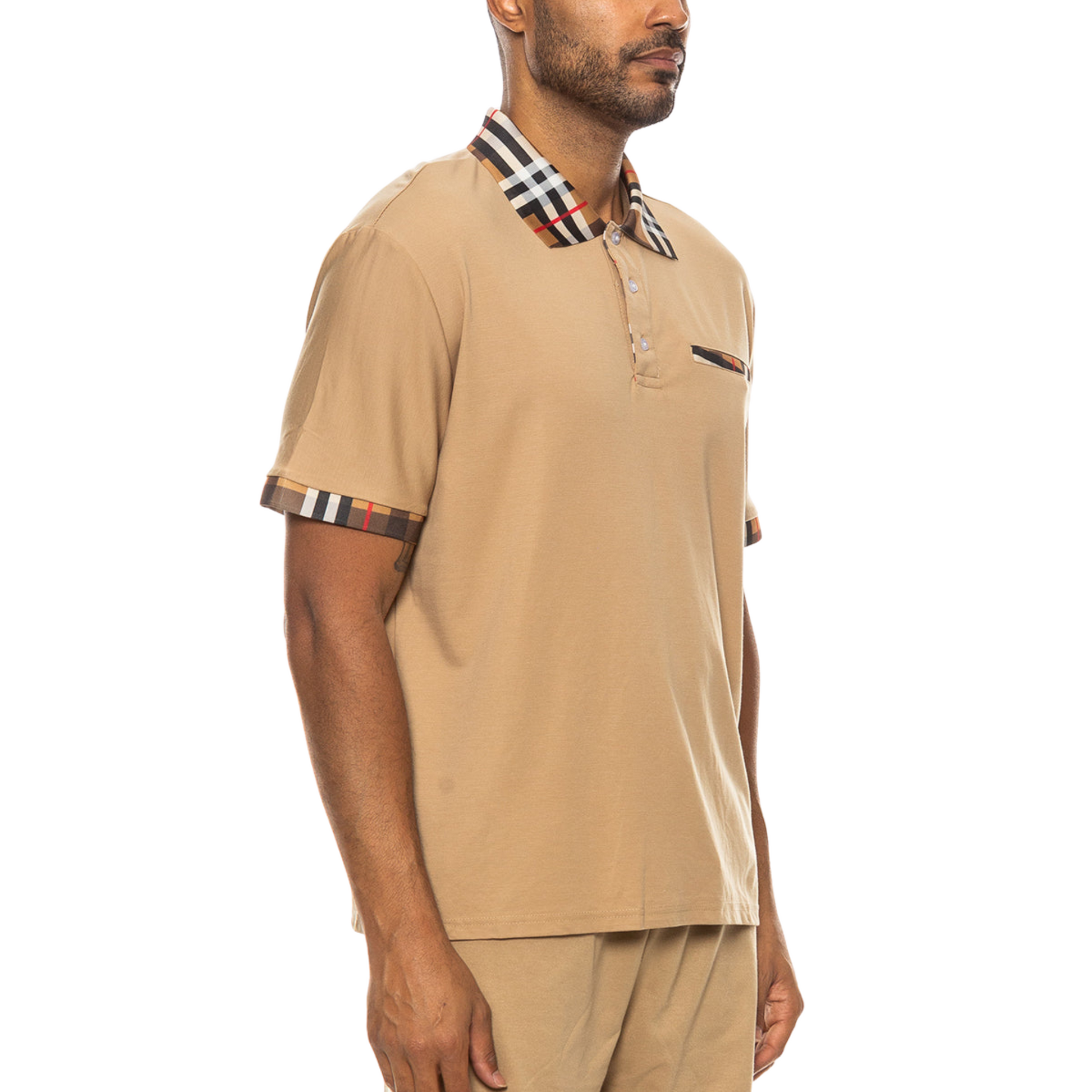 Men's Casual Pocket Polo with Checkered accent - Ash and Chrome Clothing Co LLC