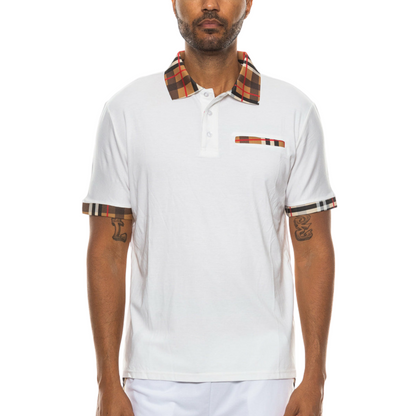 Men's Casual Pocket Polo with Checkered accent - Ash and Chrome Clothing Co LLC