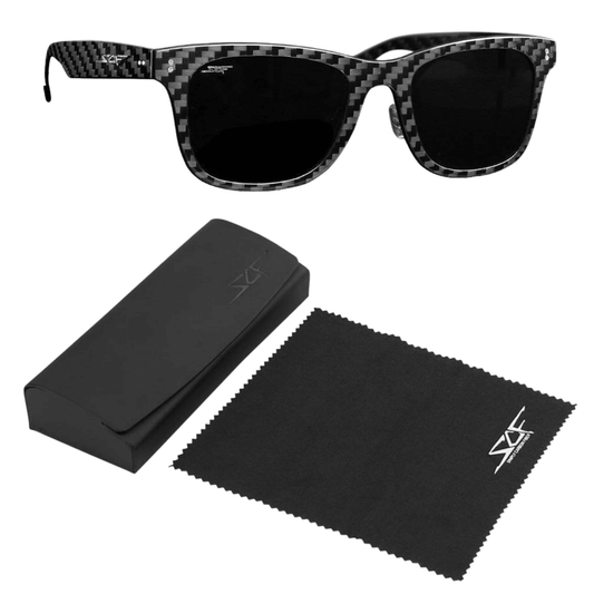 Men's Classic Carbon Fiber SCF Polarized Sunglasses with square frames, UV400 polarized lenses, and lightweight carbon fiber design.