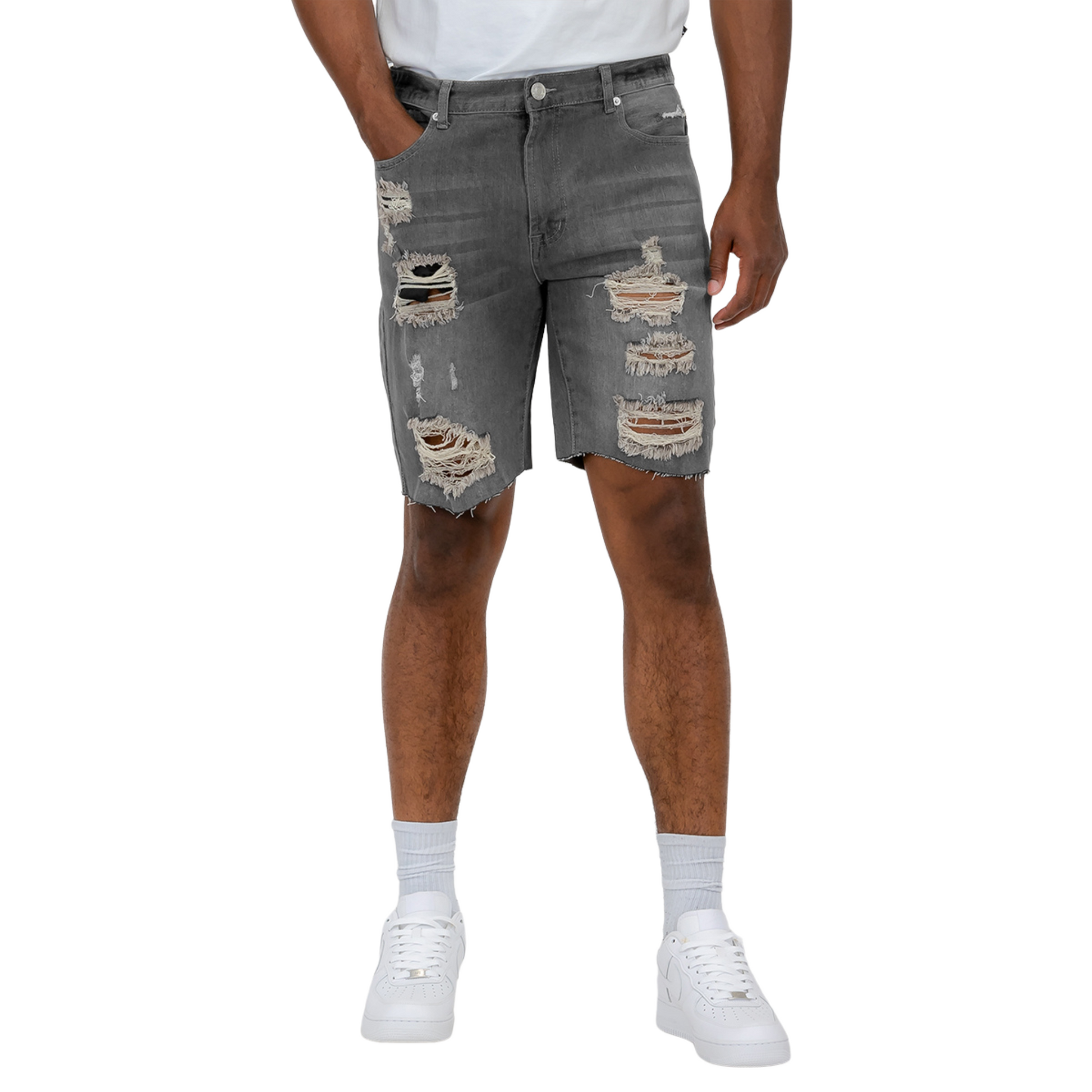 Men's Classic Stonewashed Distressed Denim Shorts - Ash and Chrome Clothing Co LLC