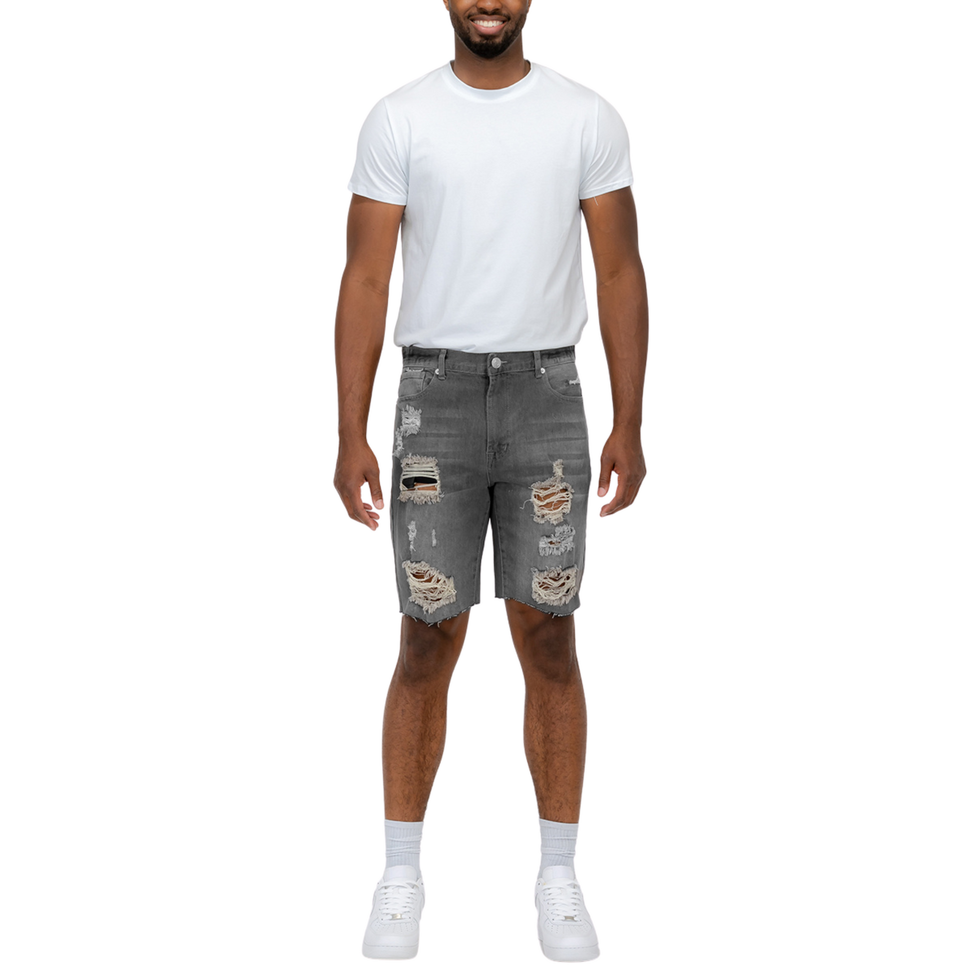 Men's Classic Stonewashed Distressed Denim Shorts - Ash and Chrome Clothing Co LLC