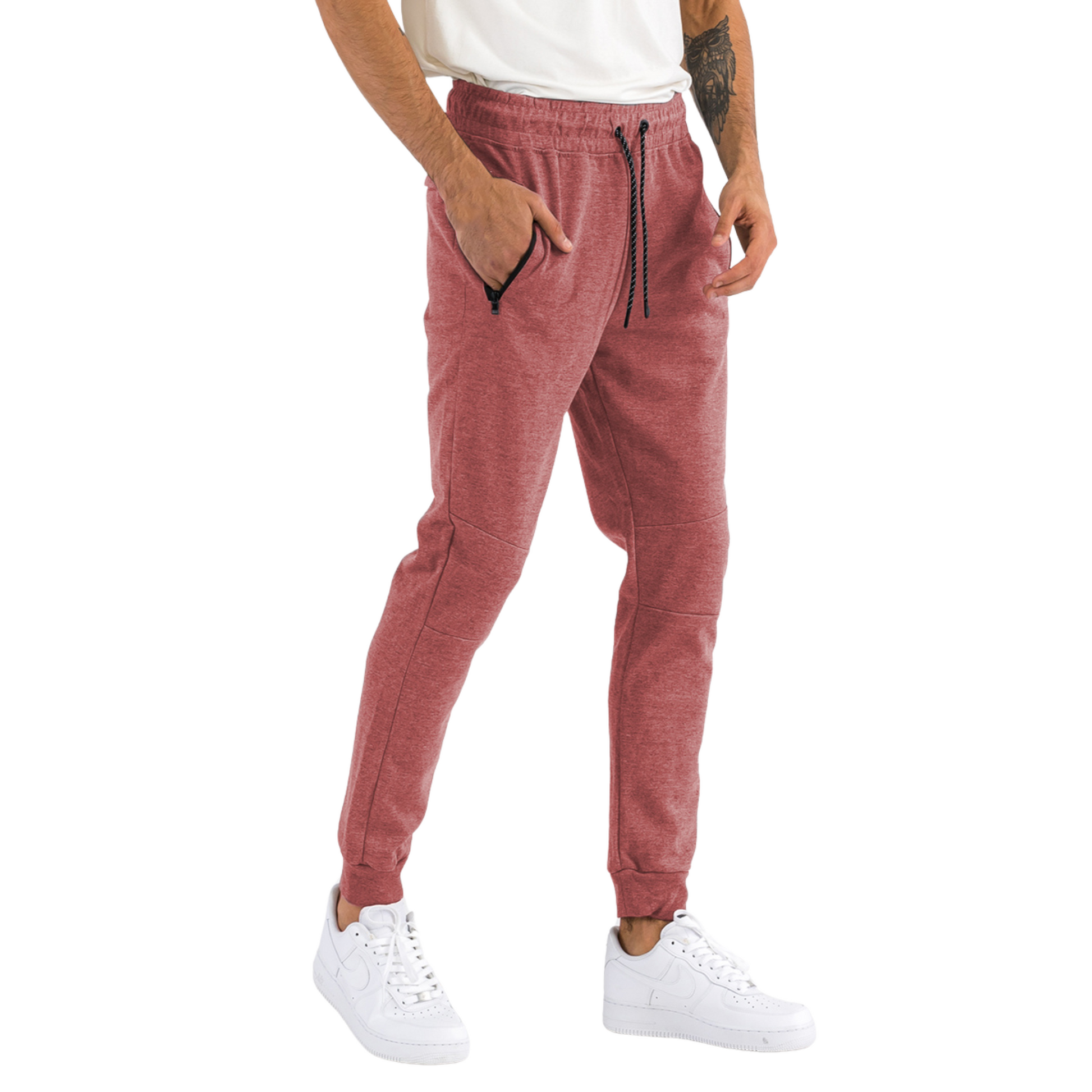 Men's Comfort Plus Heathered Red Sweats with Zipper Pockets - Ash and Chrome Clothing Co LLC