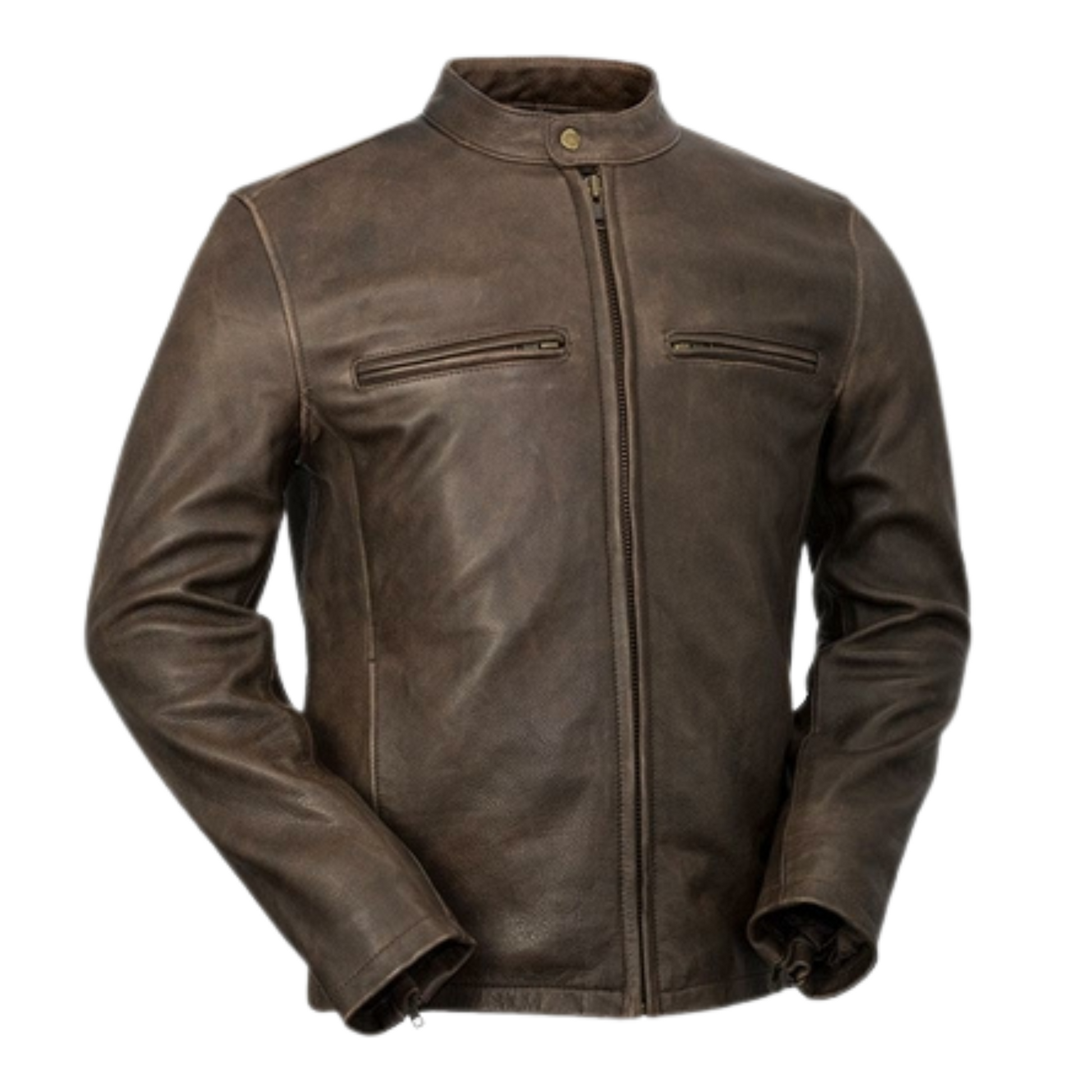 Men's Distressed Brown Cowhide Leather Bomber Jacket - Ash and Chrome Clothing Co LLC