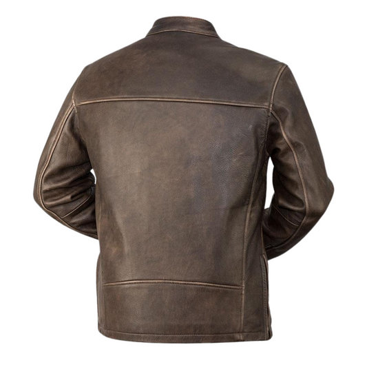 Men's Distressed Brown Cowhide Leather Bomber Jacket - Ash and Chrome Clothing Co LLC