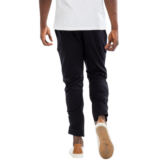 Men's Solid Black Fitness Joggers with Ankle Zipper - Ash and Chrome Clothing Co LLC