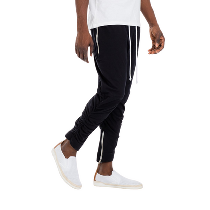 Men's Solid Black Fitness Joggers with Ankle Zipper - Ash and Chrome Clothing Co LLC