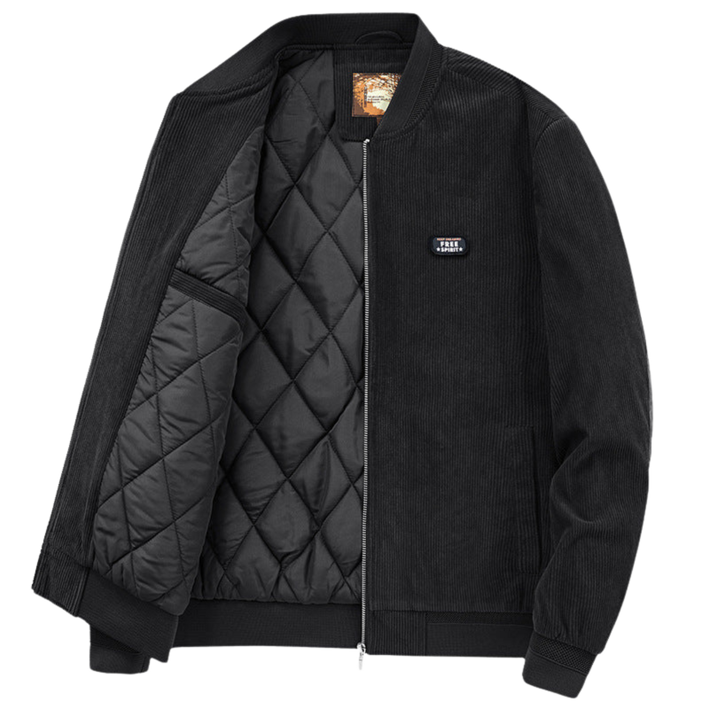 Men's Free Spirit Cotton Blend Bomber with Elbow Patchwork - Ash and Chrome Clothing Co LLC