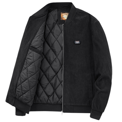 Men's Free Spirit Cotton Blend Bomber with Elbow Patchwork - Ash and Chrome Clothing Co LLC