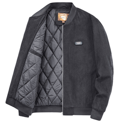 Men's Free Spirit Cotton Blend Bomber with Elbow Patchwork - Ash and Chrome Clothing Co LLC