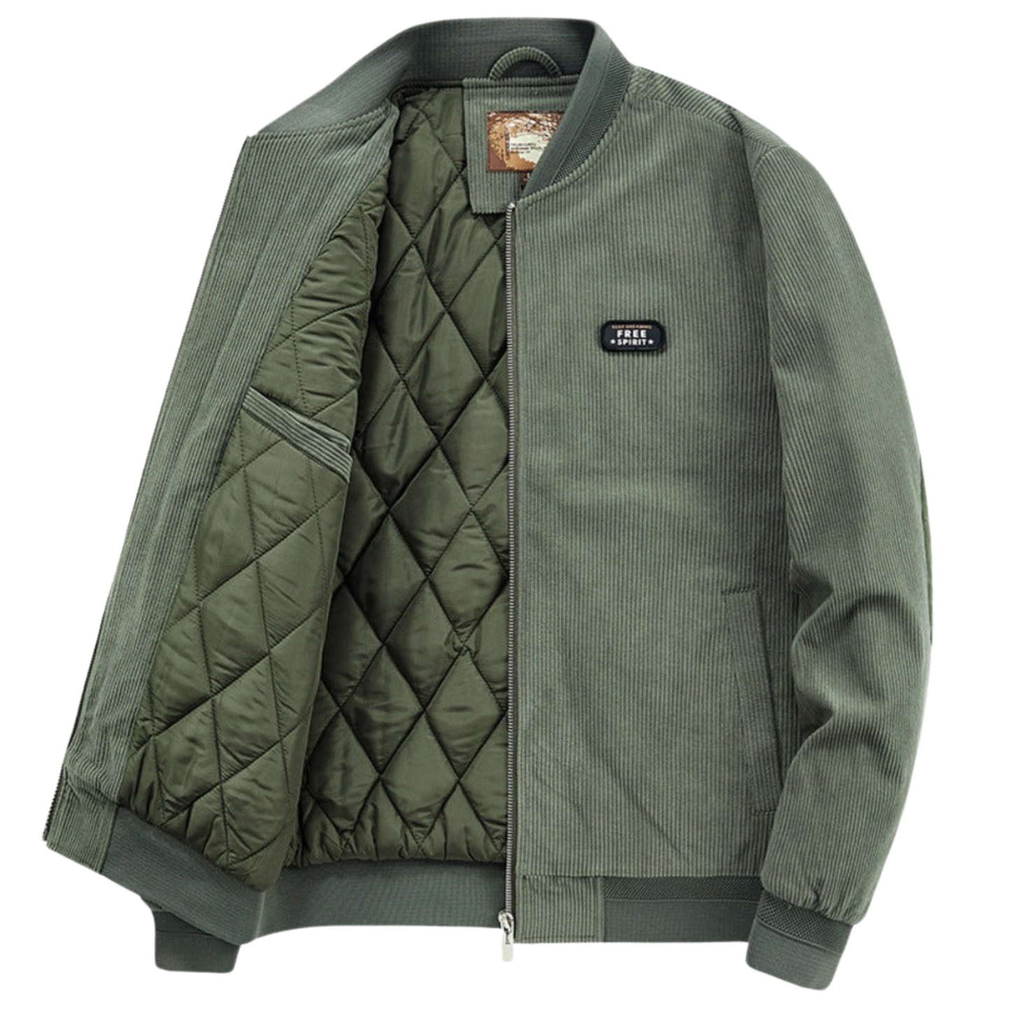 Men's Free Spirit Cotton Blend Bomber with Elbow Patchwork - Ash and Chrome Clothing Co LLC