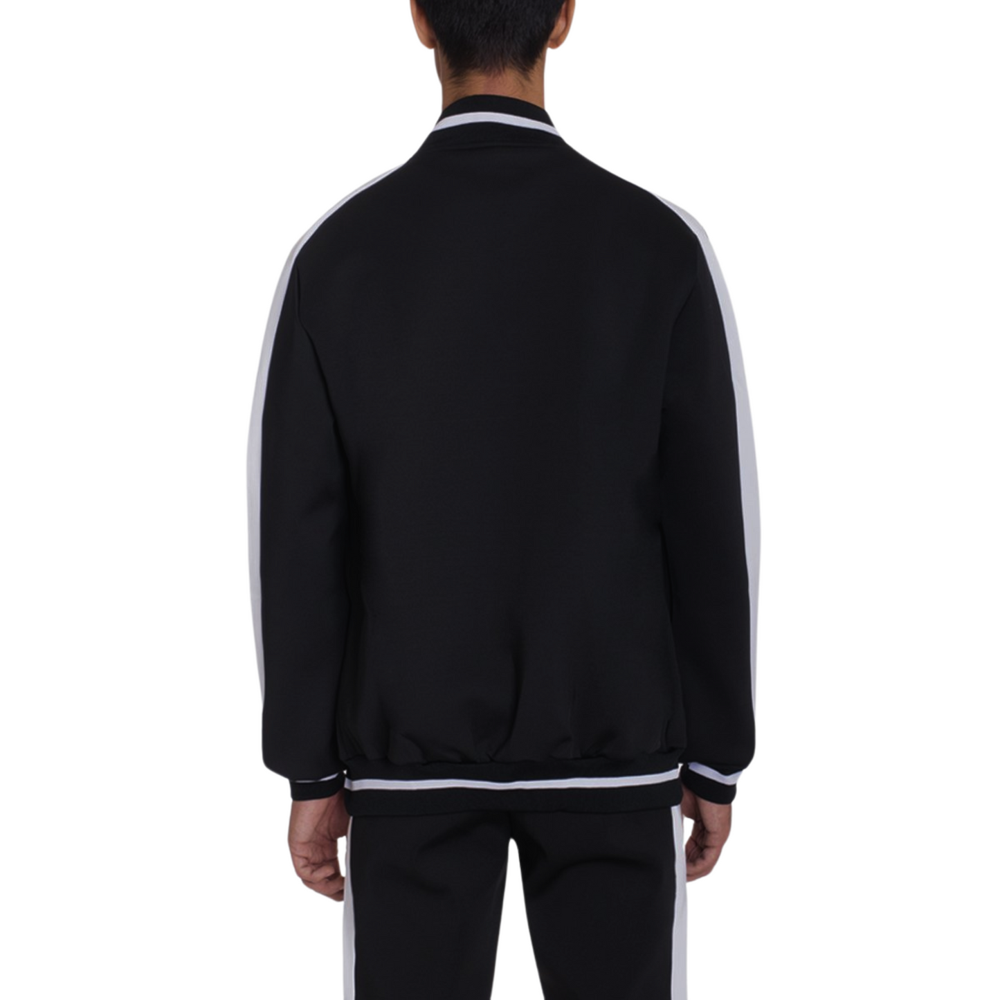 Men's Heavyweight LA Designs Black Track Jacket with White Stripes - Ash and Chrome Clothing Co LLC
