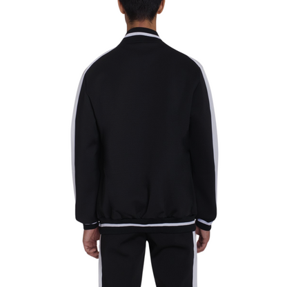 Men's Heavyweight LA Designs Black Track Jacket with White Stripes - Ash and Chrome Clothing Co LLC