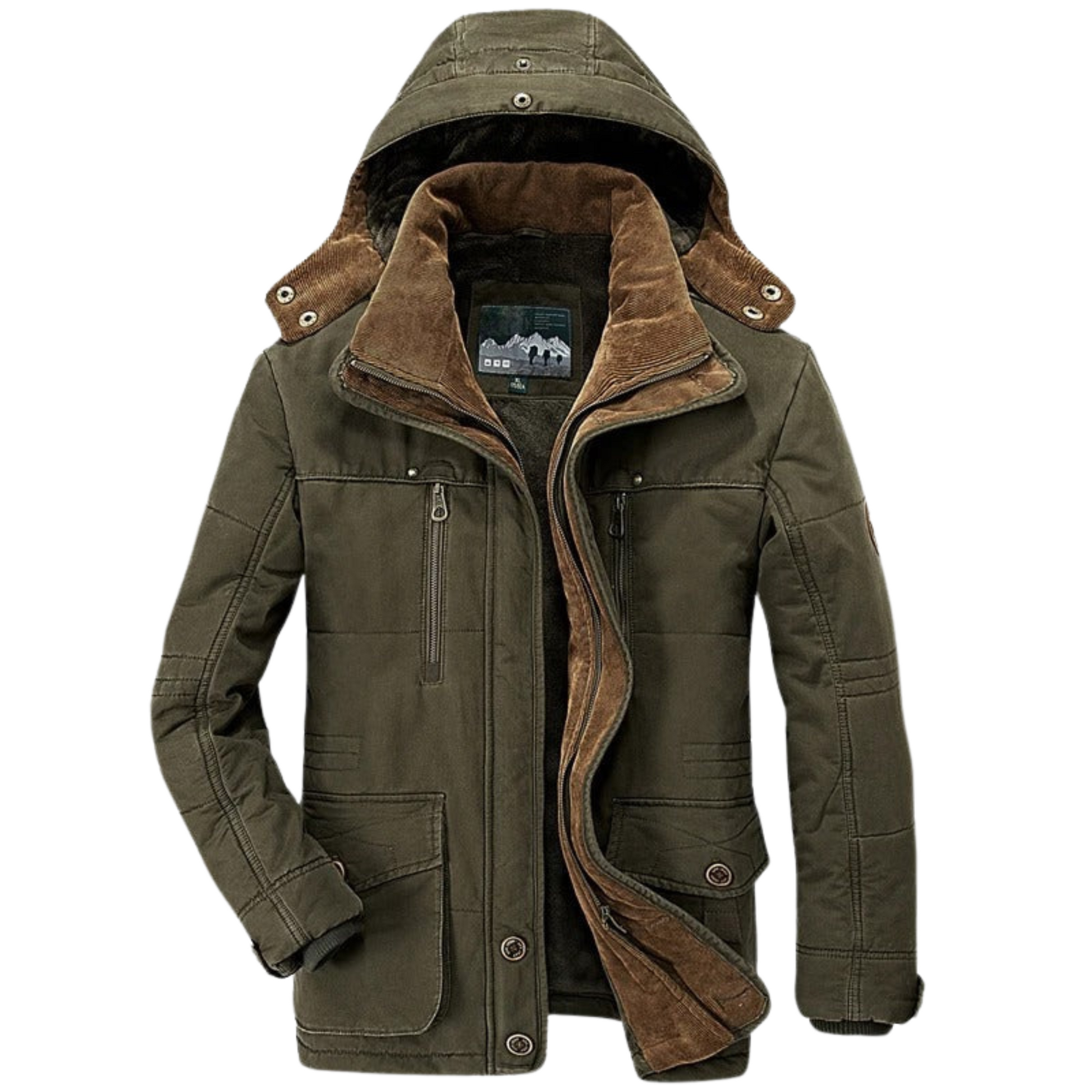 Men's Hooded Winter Parka Coat with Inner Fleece Lining - Ash and Chrome Clothing Co LLC
