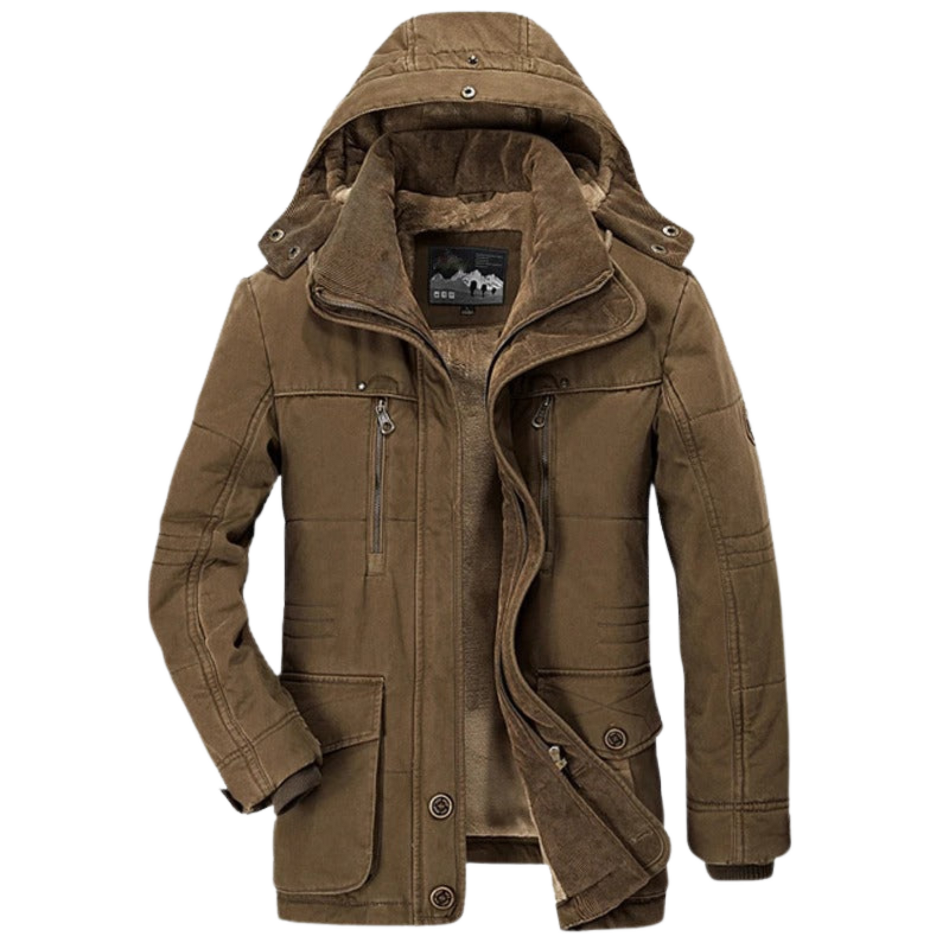 Men's Hooded Winter Parka Coat with Inner Fleece Lining - Ash and Chrome Clothing Co LLC